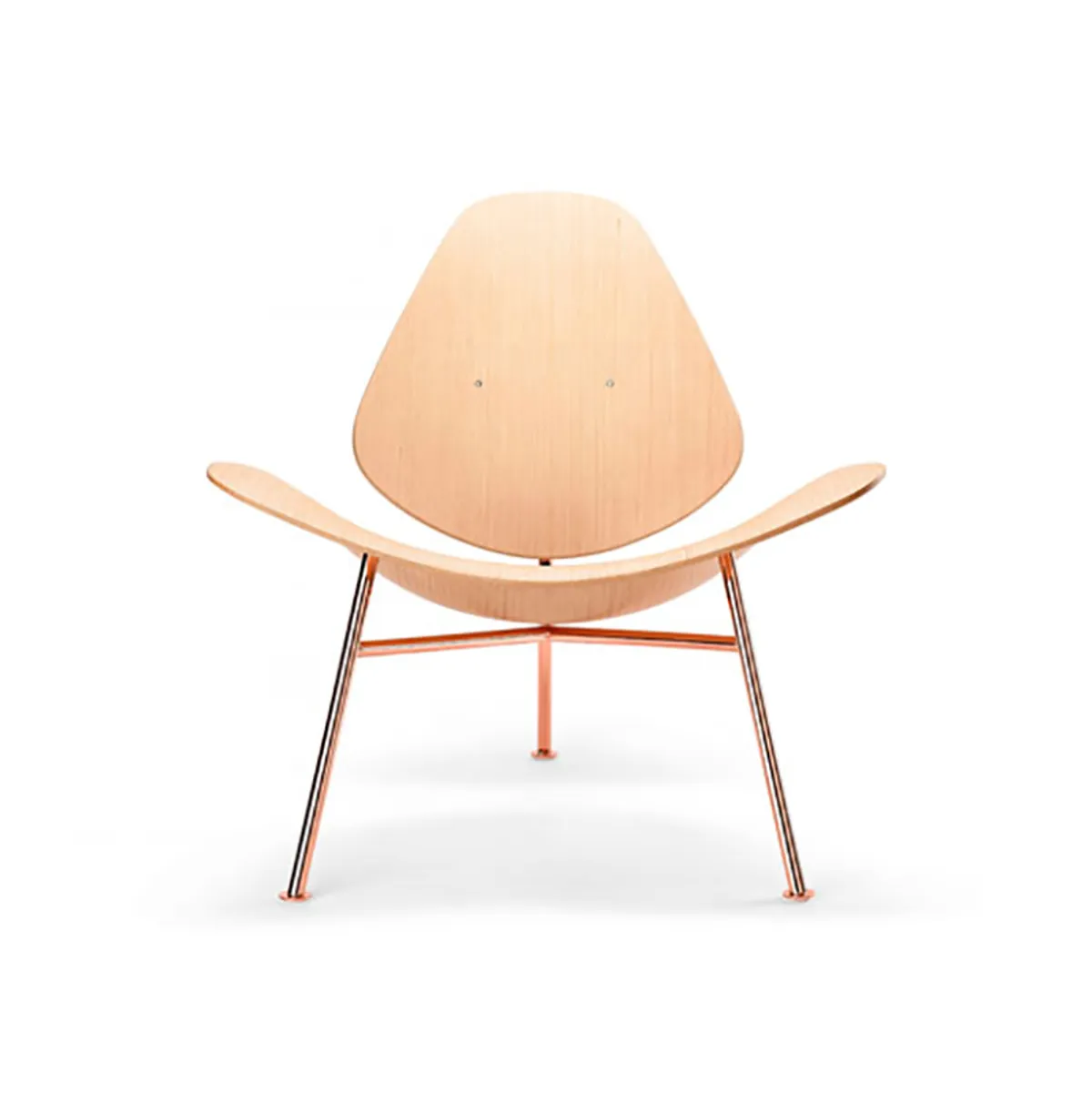 Conchilia Lounge Chair With Light Wood And Copper Steel Frame