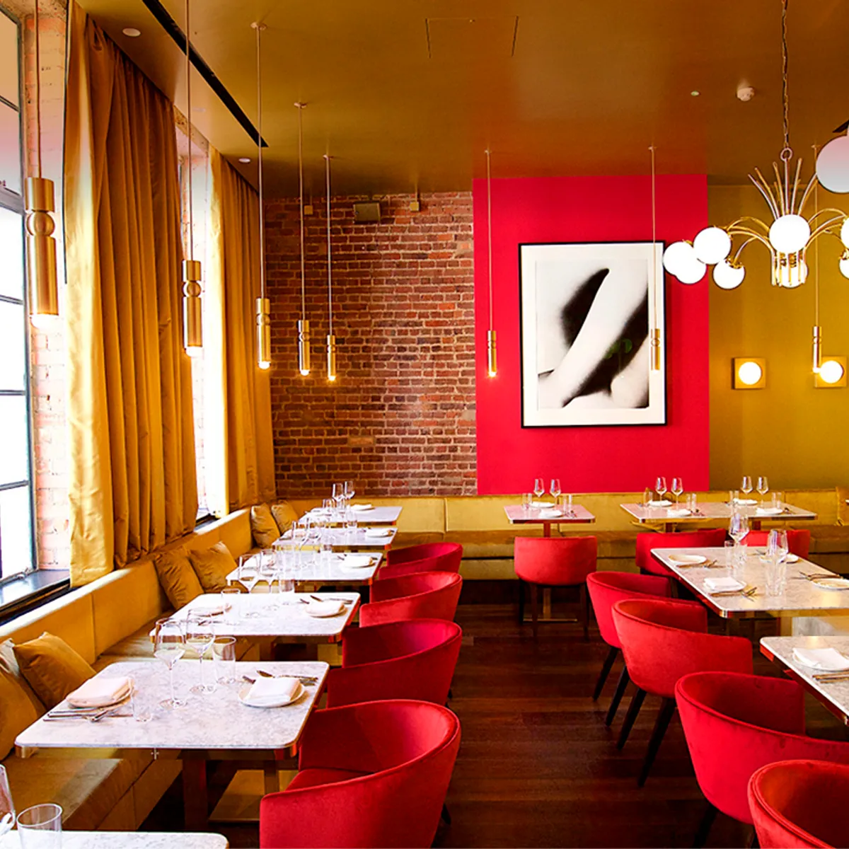 Gazelle Restaurant Red And Yellow Interior Design With Furniture By Inside Out Contracts
