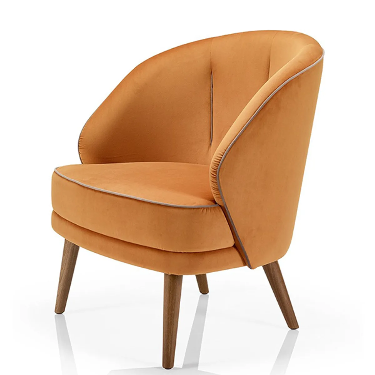 Lissy Lounge Chair With Orange Upholstery And Piping