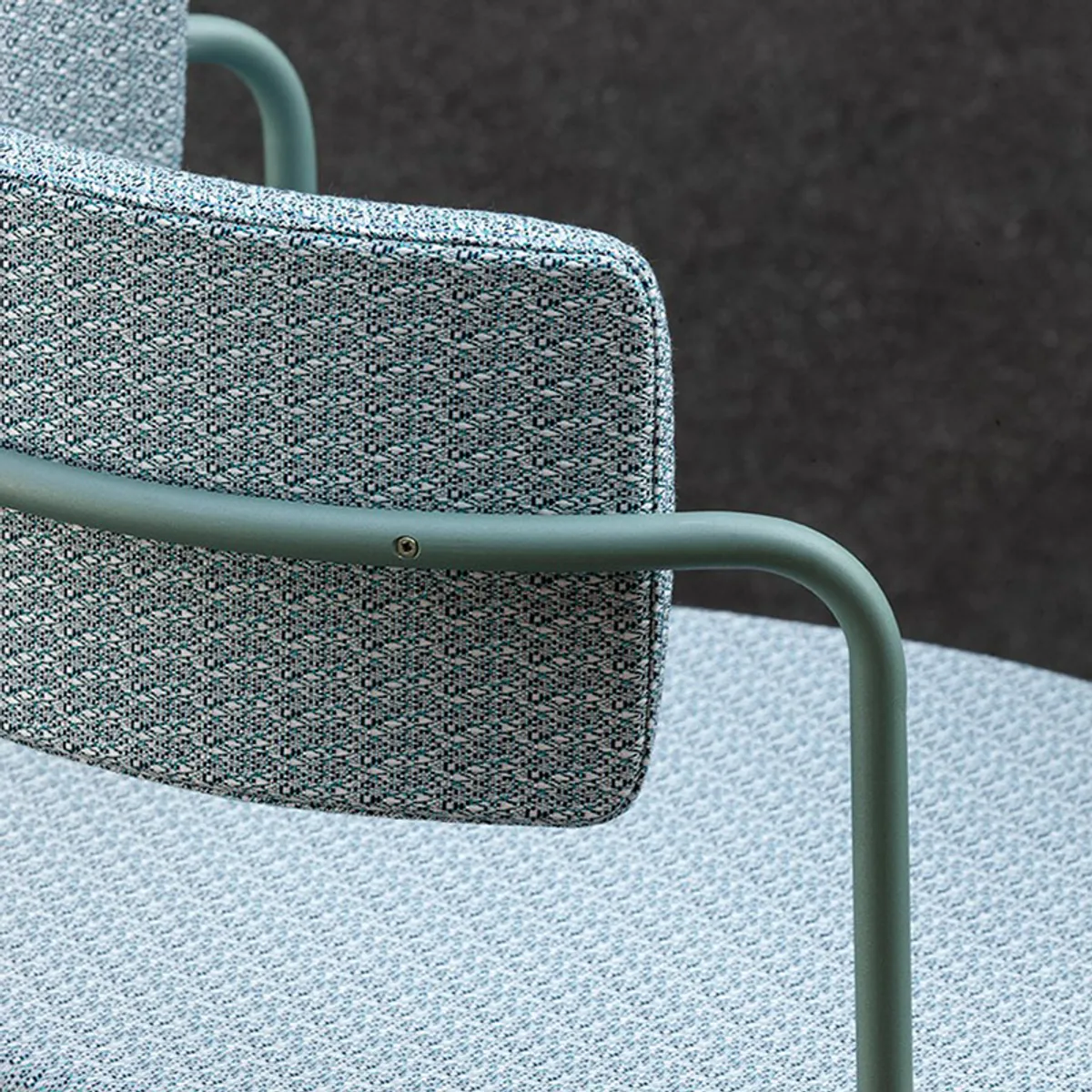 Miami Chair Outdoor Furniture Circular Metal Tube Frame Detail With Blue Finish For Hotels Insideoutcontracts