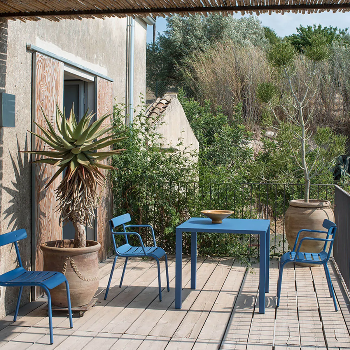Milky Chairs In Blue On The Terrace Exterior Chairs By Insideoutcontracts