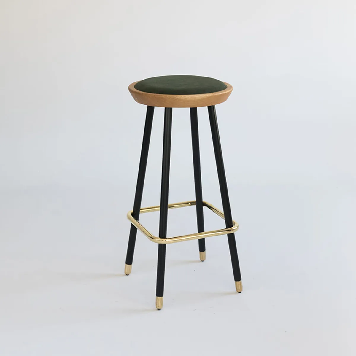 Minsk Stool Four Legged Stool With Slipper Cups And Brass Foot Ring