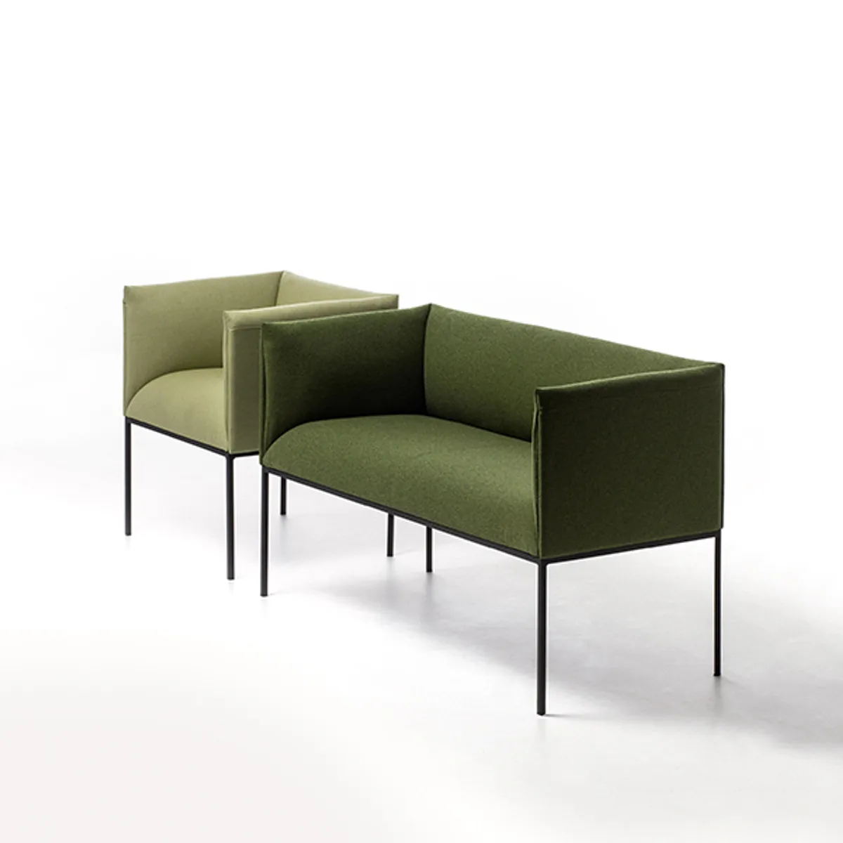 Neat Sofa Chair Greenfabric Boxy Inside Out Contracts