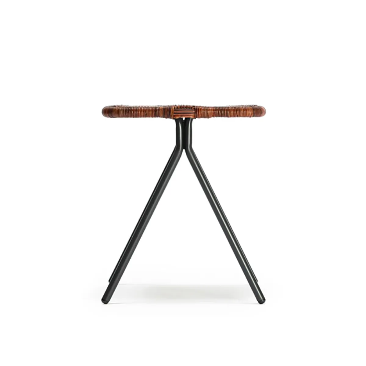Persi Low Stool Charcoal Rust Rattan And Metal Furniture For Casual Cafes 2