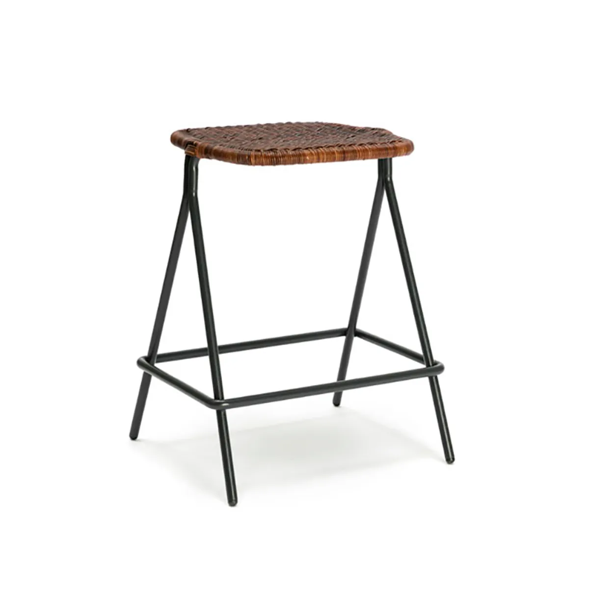 Persi Stool Charcoal Rust Front Angle Furniture For Bars And Cafes In Metal And Rattan J