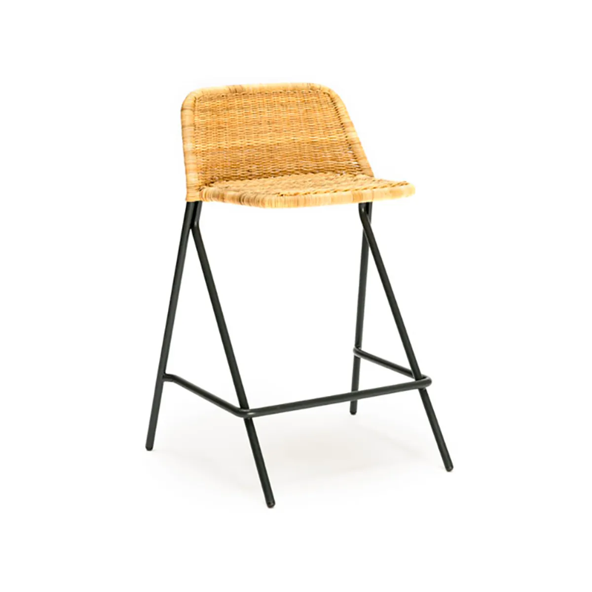 Persi Stool With Backrest Natural Rattan And Metal Stool For Furnishing Pubs And Garden Bars2 J