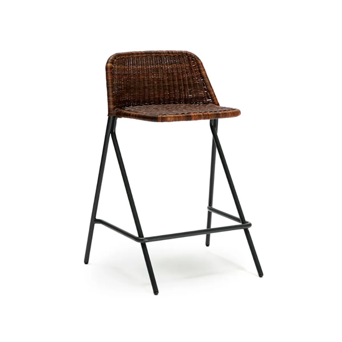 Persi Stool With Backrest Charcoal Rust Rattan And Metal Barstool Furniture For Restaurants Cafes And Hotels2