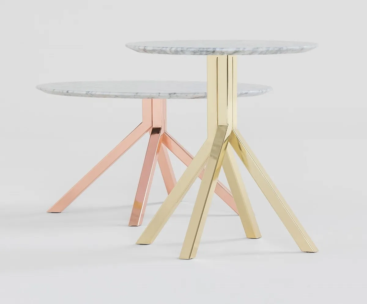 Linden Table In Metal Rose Gold And Brass