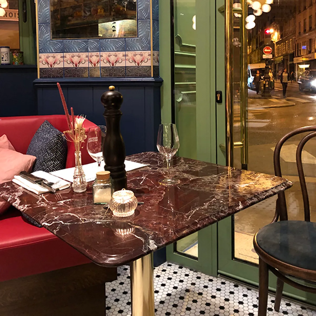 Rosso Marble Table Top French Brasserie Paris