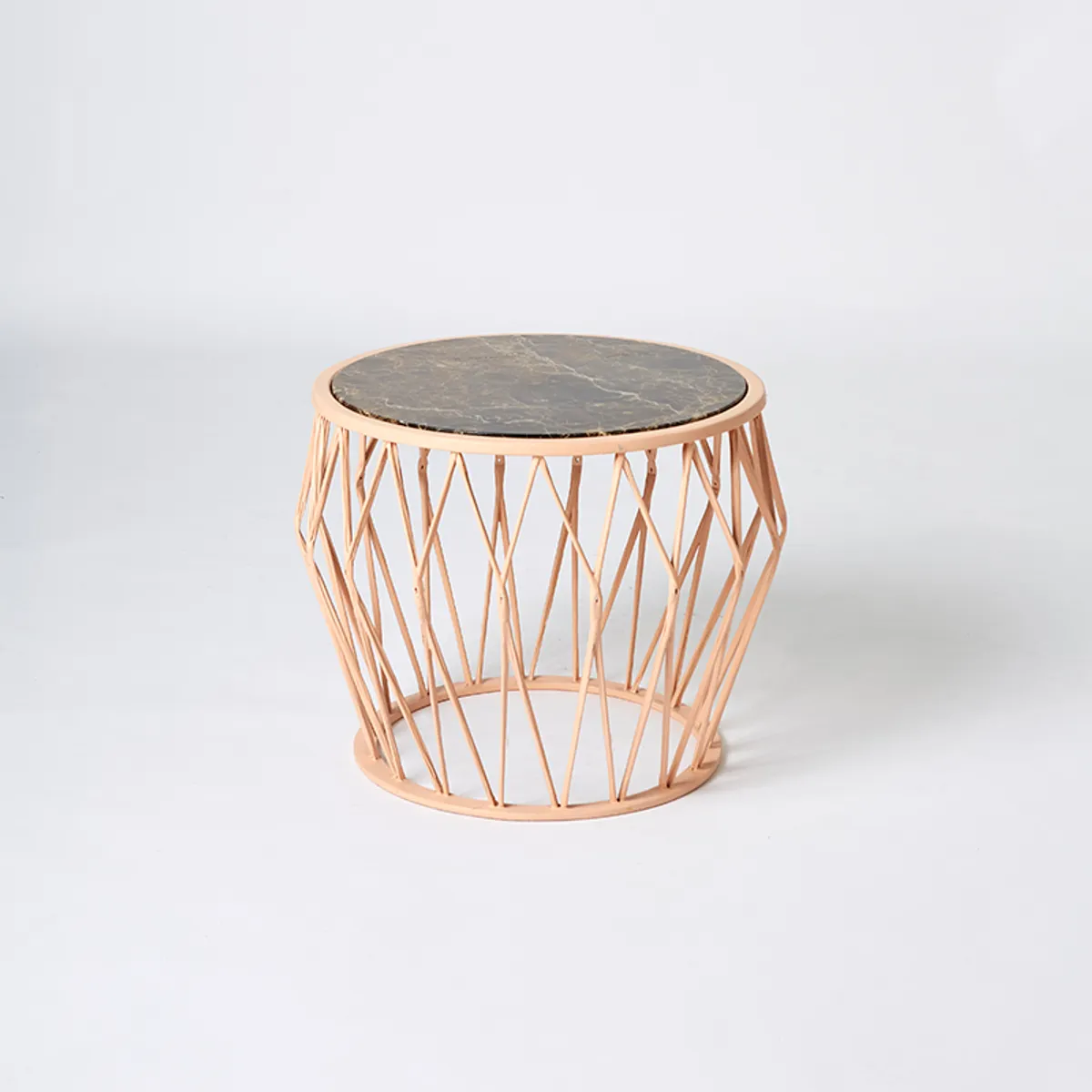 Rumba Side Table Outdoor Table With Peach Metal Frame And Marble Top Furniture By Insideoutcontracts