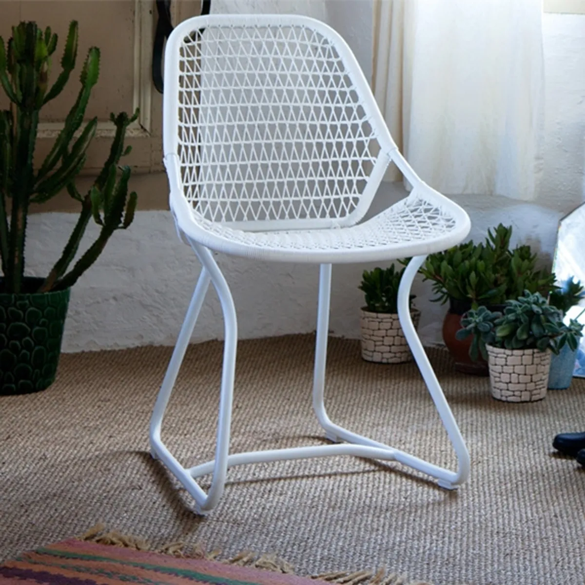 Sixties Chair In White Weave