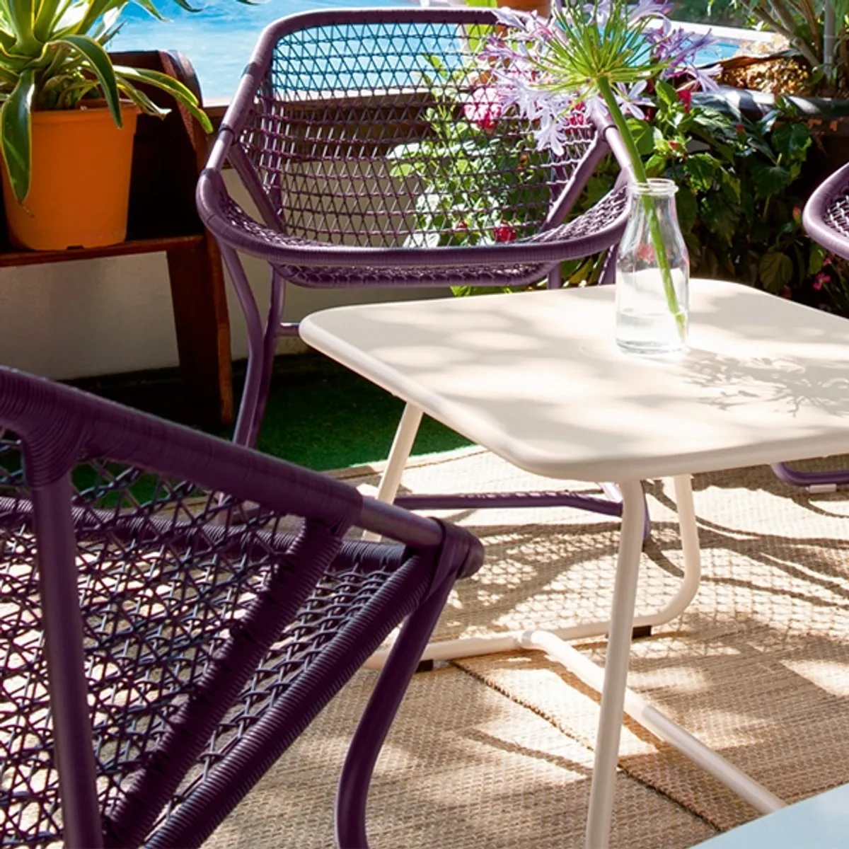 Sixties Outdoor Furniture In Plum Colour