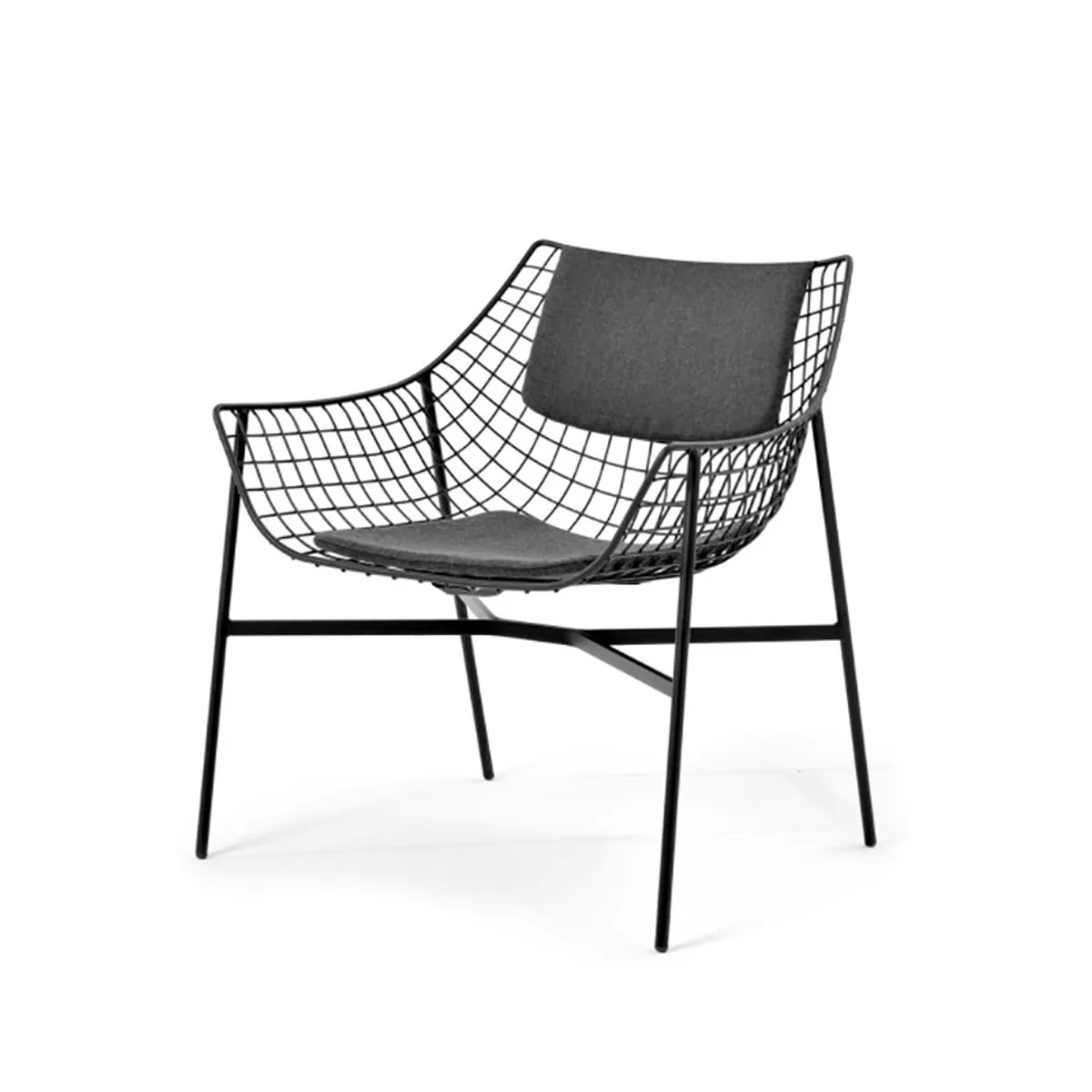 Summer Black Metal Lounge Chair With Seat Pad For Outside Bars And Restaurants 070