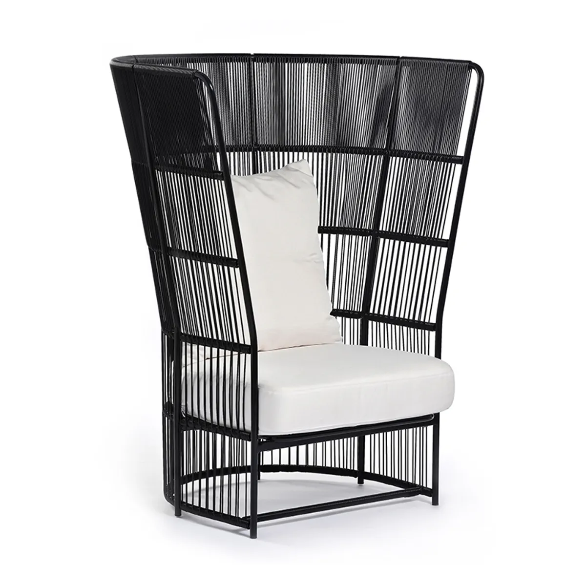 TIBIDABO-High-back-chair aluminium and woven rope outdoor furniture by insideoutcontracts