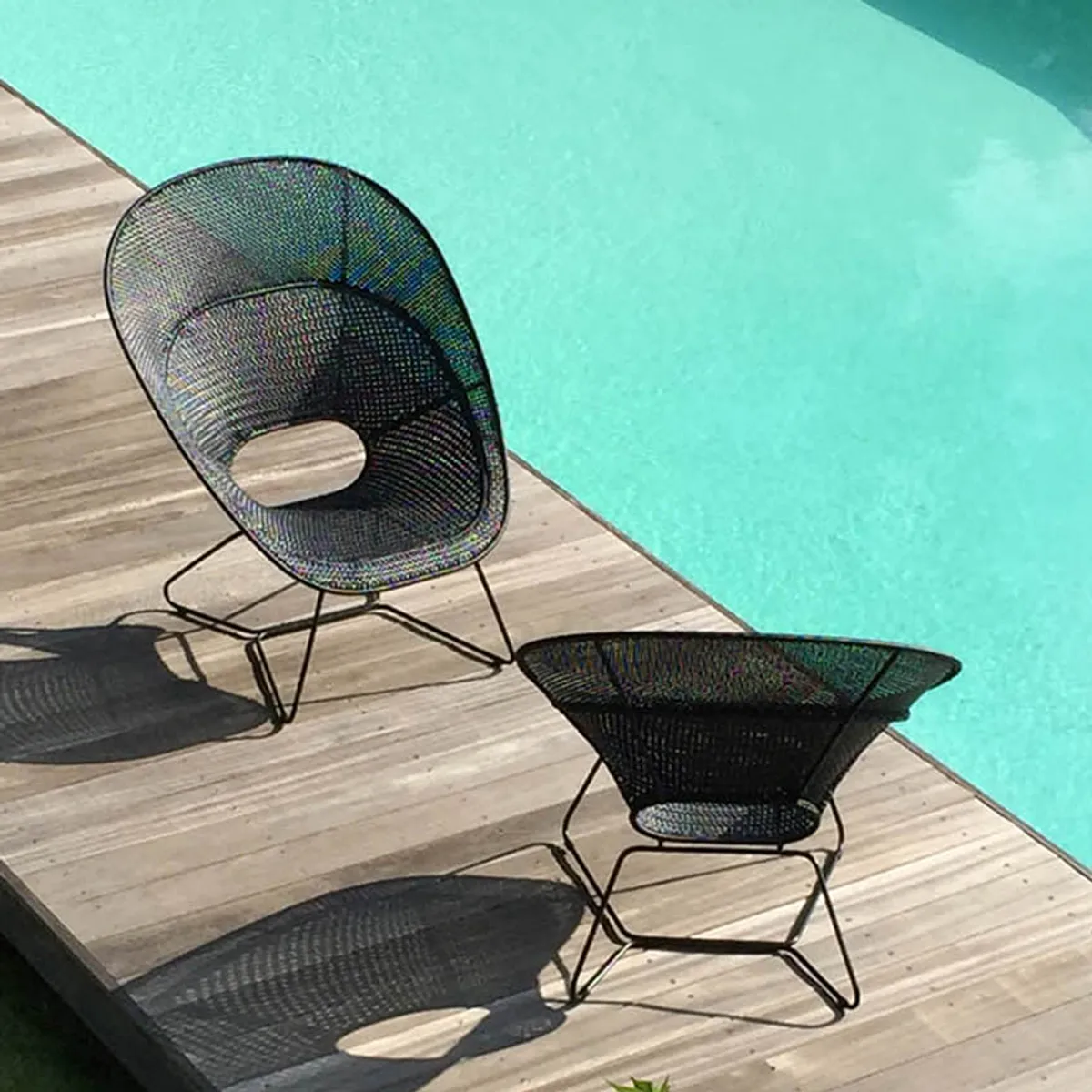Trombone Outdoor Lounge Chair Black Rattan Furniture For Hotels And Poolside Cafes 013