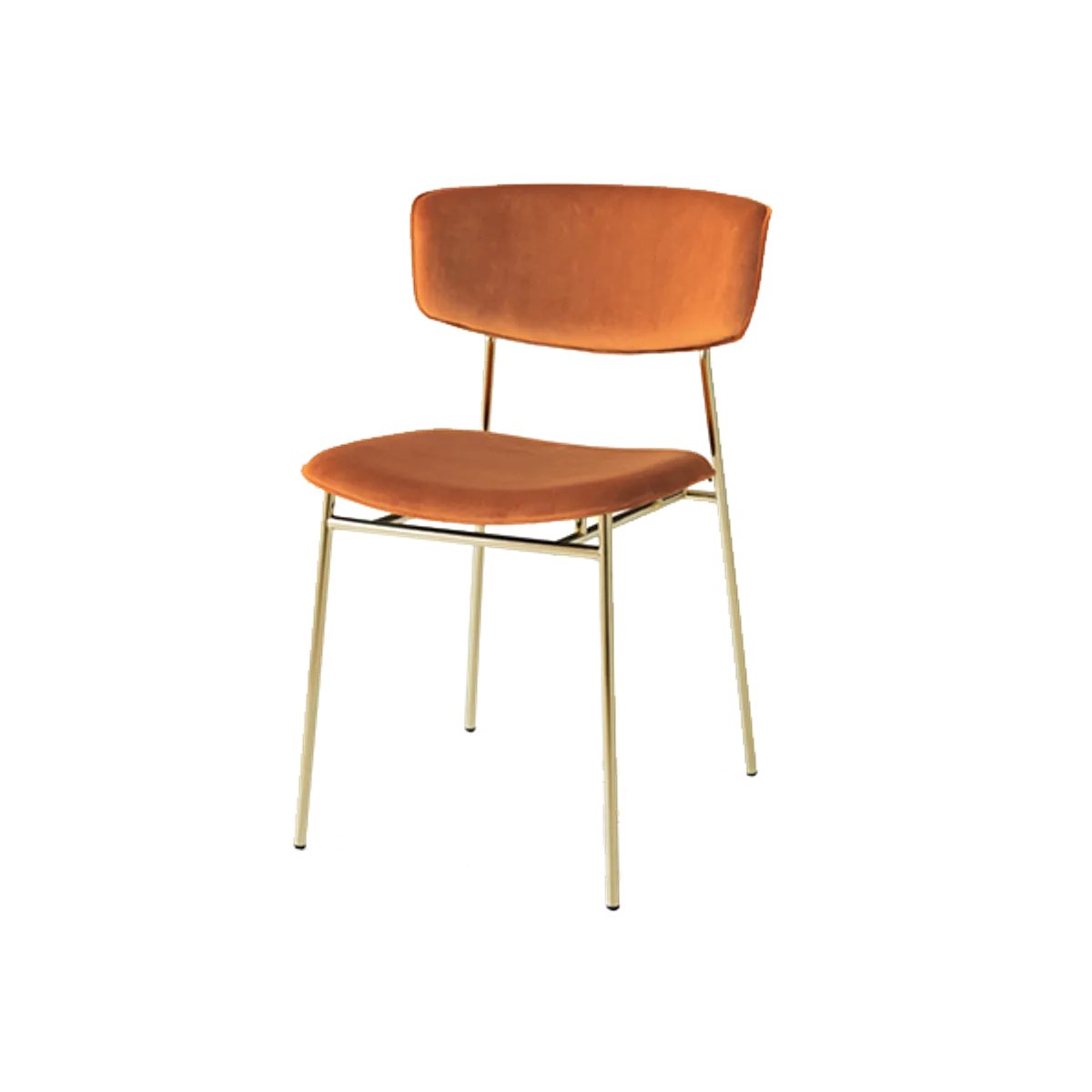 Web Fifties Side Chair Orangevelvet Brassmetal Inside Out Contracts