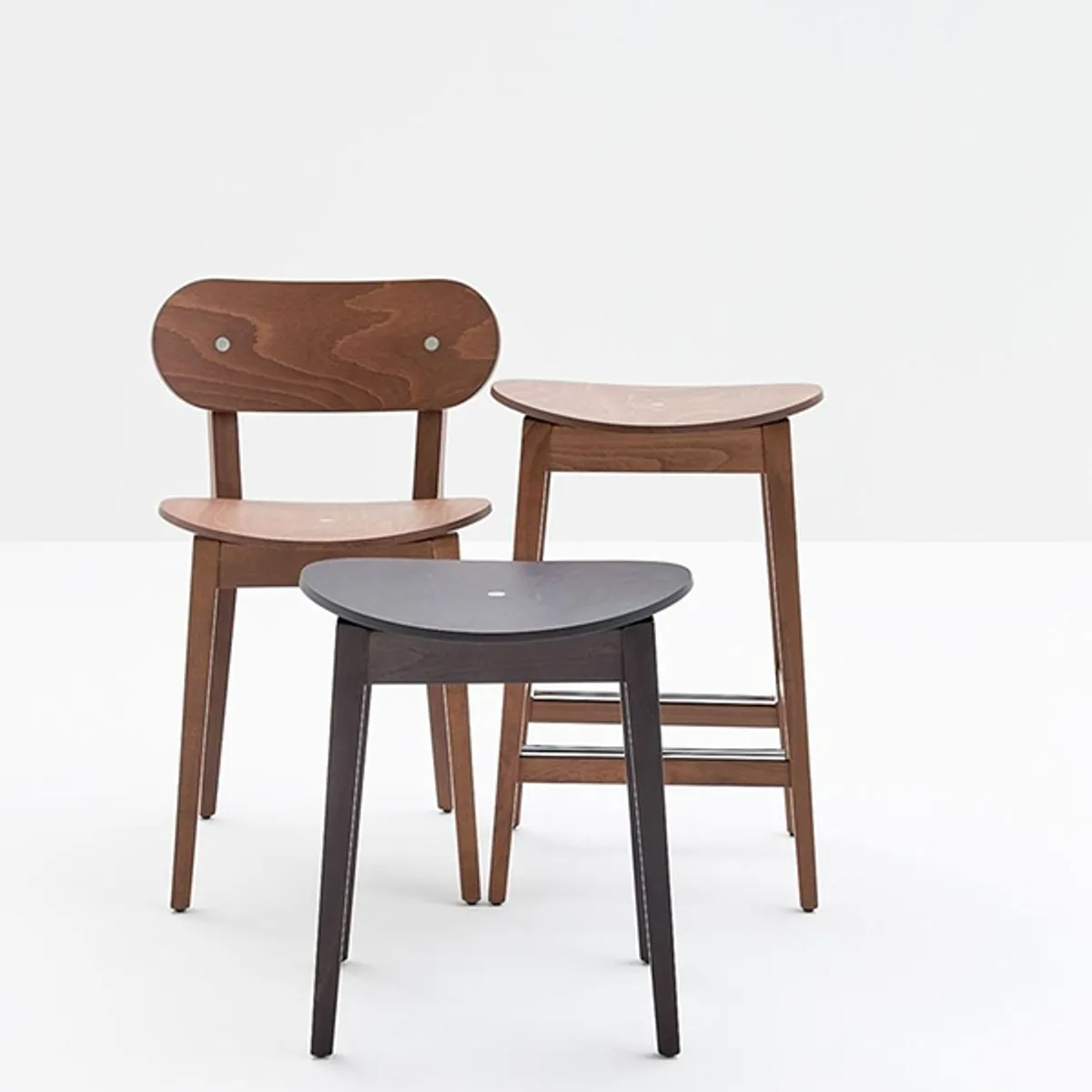 Web Milo Side Chair And Stools In Walnut