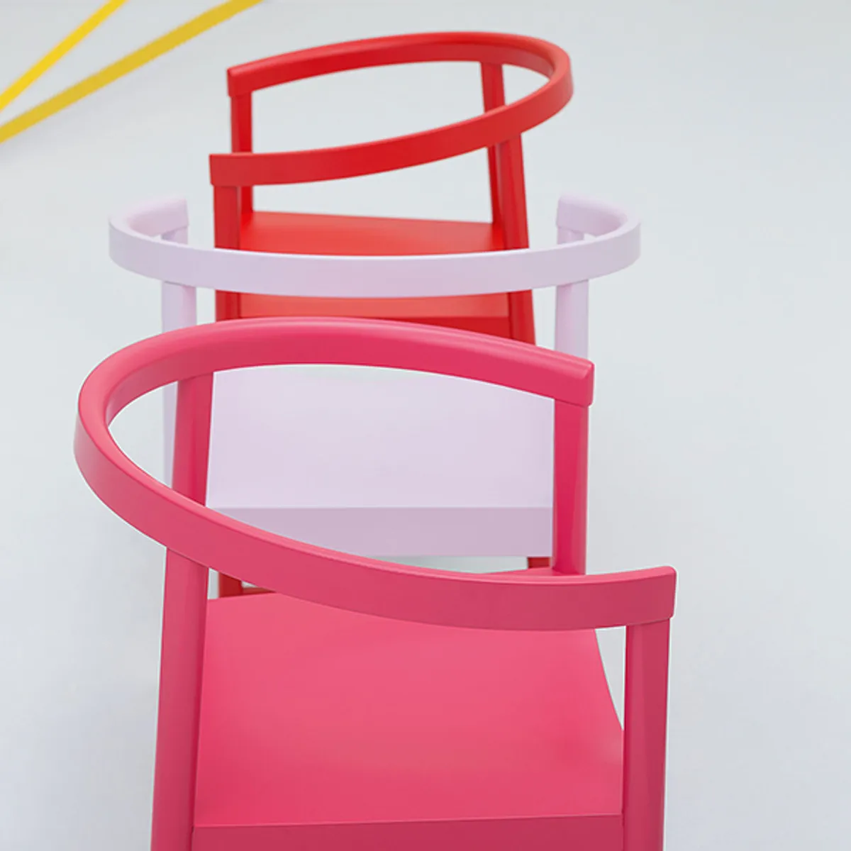 Web Nordica Chairs In Pink Wood Lacquer