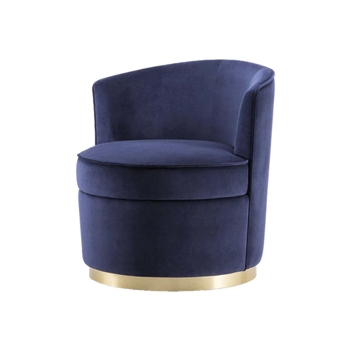 Web Aurelia Lounge Chair Brass Swivel Base With Blue Upholstery 097