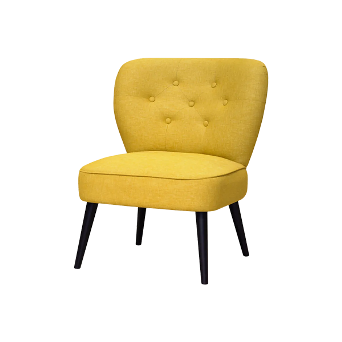 Web Bellini 5 Cocktail Lounge Chair In Yellow With Button Back Upholstery And Wooden Legs