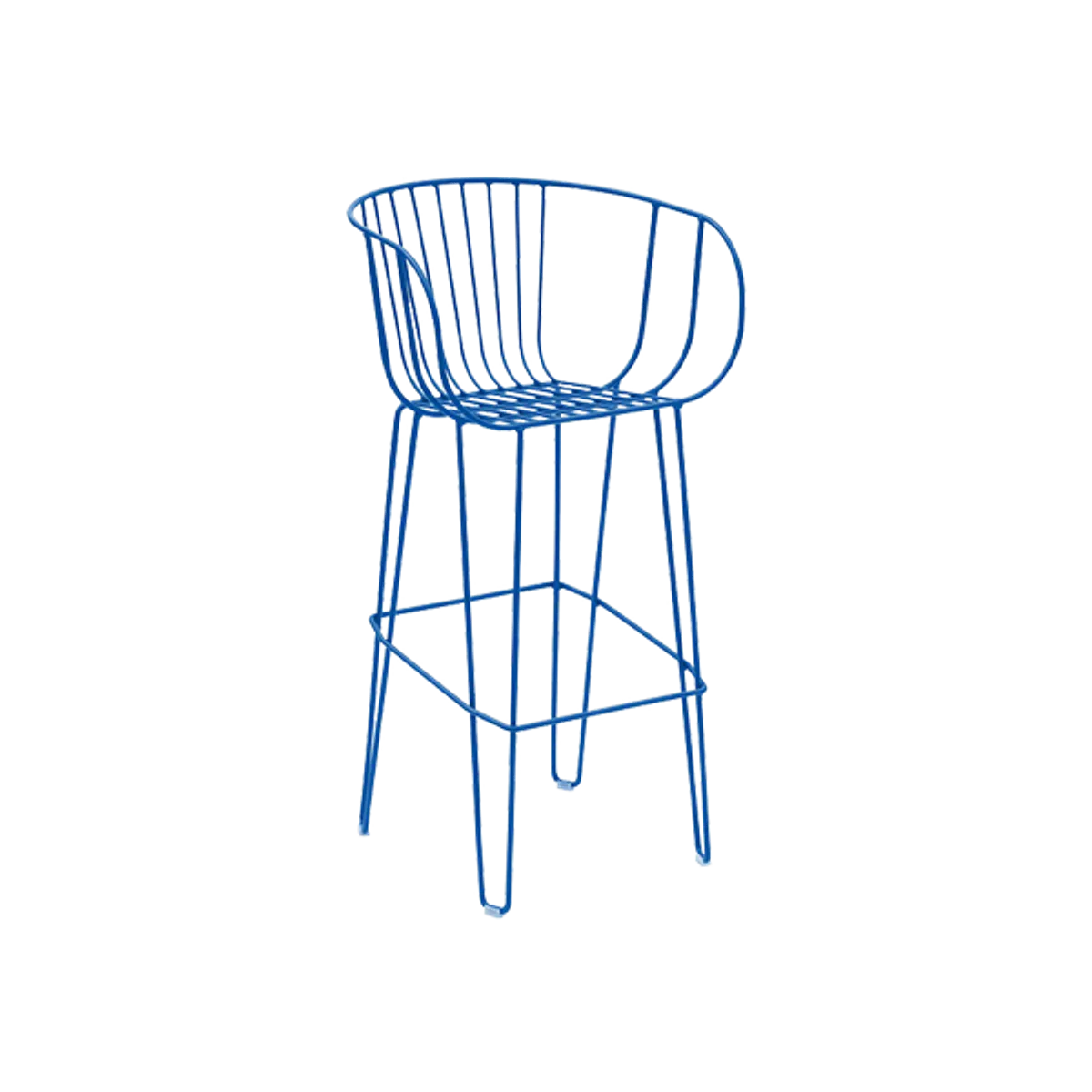 Web Cava Bar Height Bar Stool For Furnishing Outdoor Bars Poolside Restaurants In Blue Metal Frame Insideoutcontracts
