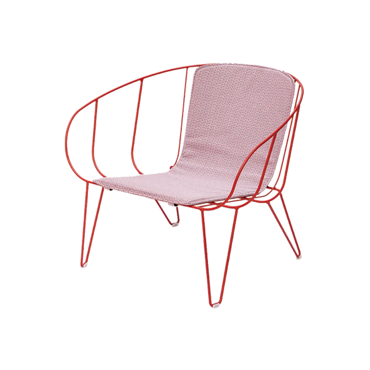Web Cava Lounge Chair In Red Metal With Seat Cushion Furniture For Outdoor Hotel Gardens And Restaurants Insideoutcontracts