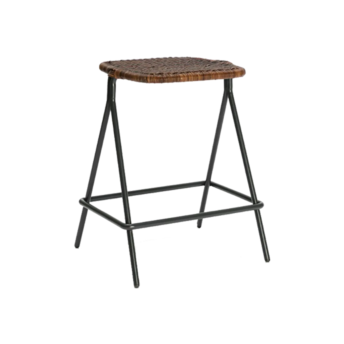 Web Persi Stool Charcoal Rust Front Angle Furniture For Bars And Cafes In Metal And Rattan J