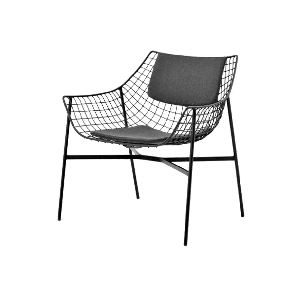 Web Summer Black Metal Lounge Chair With Seat Pad For Outside Bars And Restaurants 070