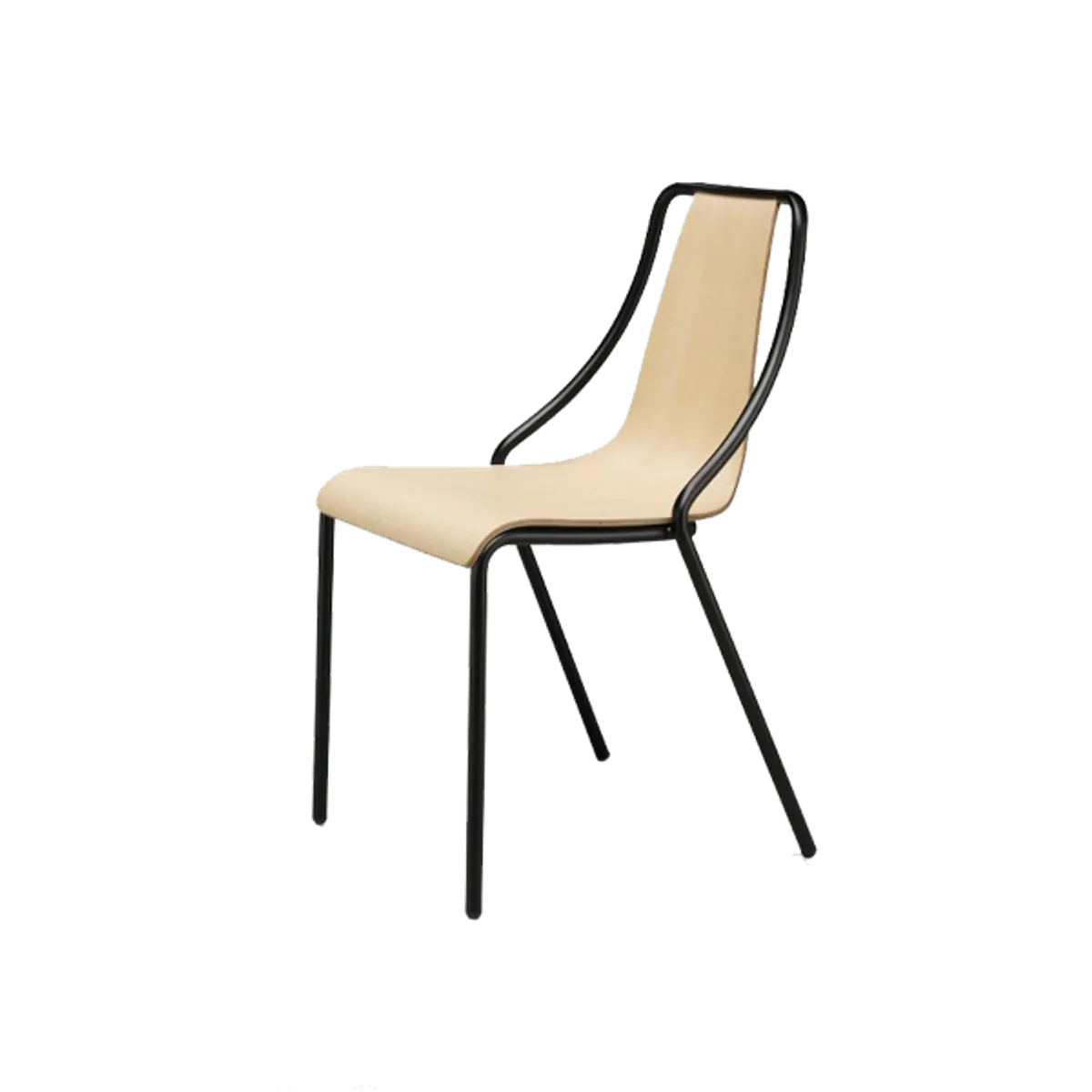 Web Ola Side Chair Wooden With Black Metal Frame Stackable For Restaurants