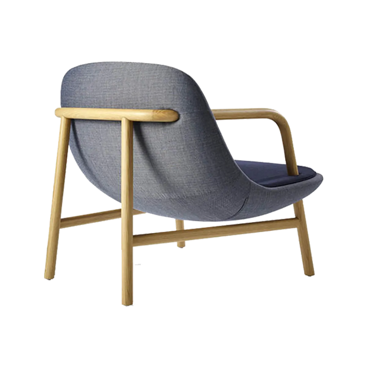 Web Puzzle Lounge Chair With Exposed Wooden Frame And Upholstery