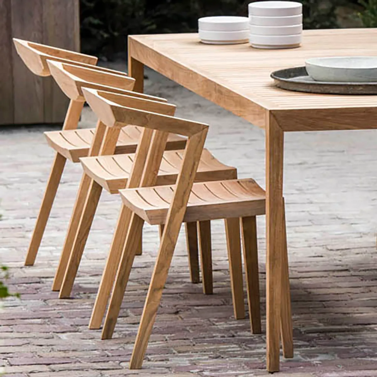 Borough Side Chair Stacking Outdoor Furniture In Teak Wood 072