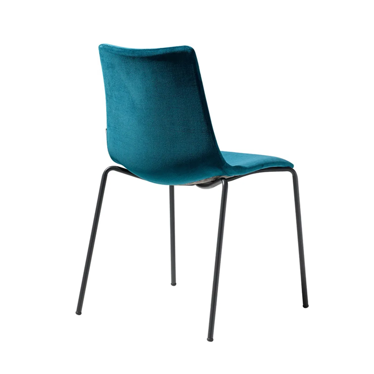 Selina Side Chair With Black Metal Legs And Blue Upholstery For Cafes And Restaurants By Insideoutcotracts