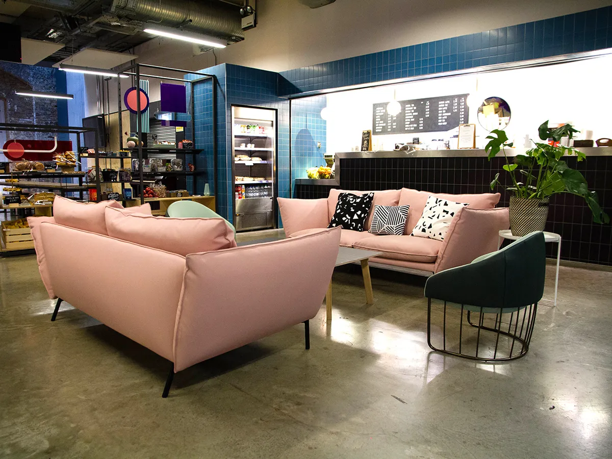 Sofa In Pink Upholstery With Tonella Chair Supplied By Inside Out Contracts Mg 9345