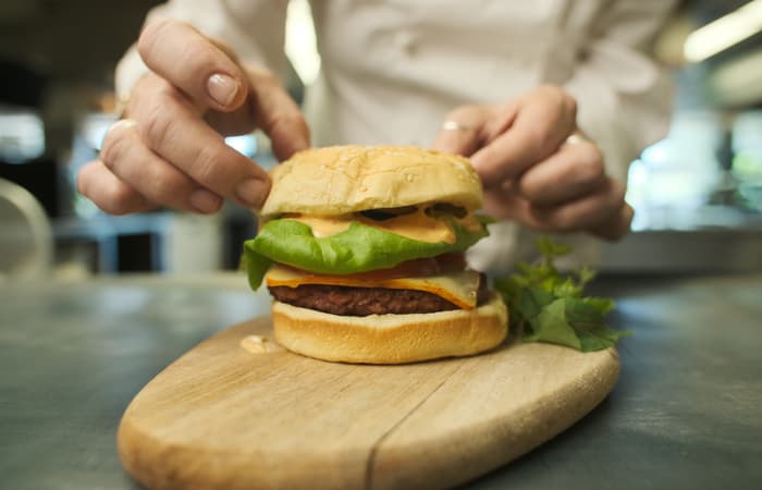 Newly developed plant-based burger by a leading food product development company.