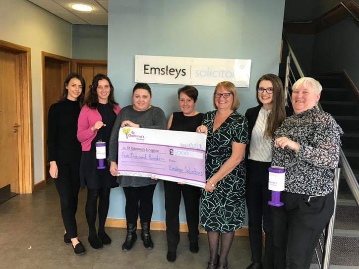 Emsleys Solicitors raises £5,000 for St Gemma's Hospice