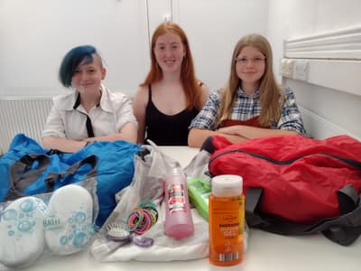 From the left Bailey Bird Lucy Cashin and Sarah Clarke NCS Care package story