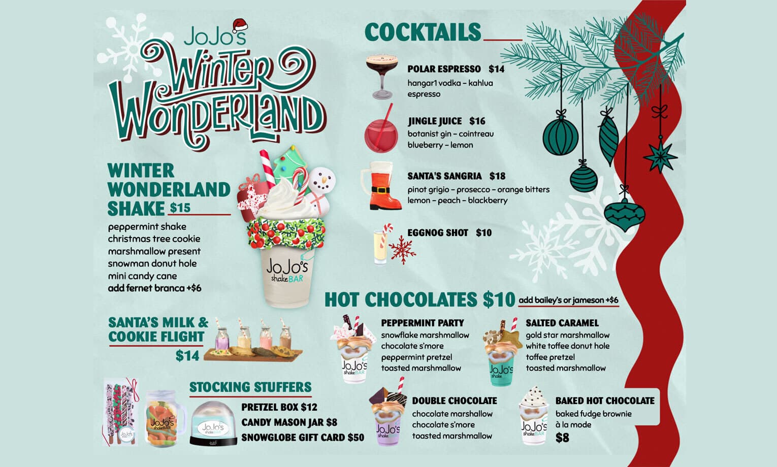 The District Detroit JoJo’s ShakeBAR Winter Wonderland Menu