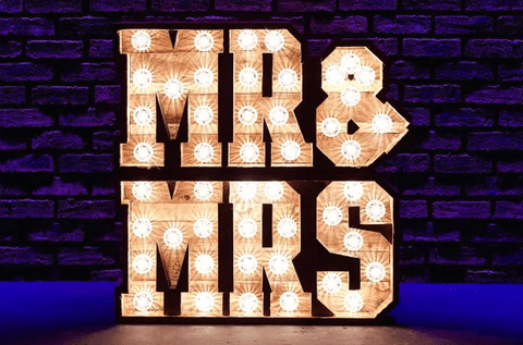 Light Up Letter Hire Mr and Mrs