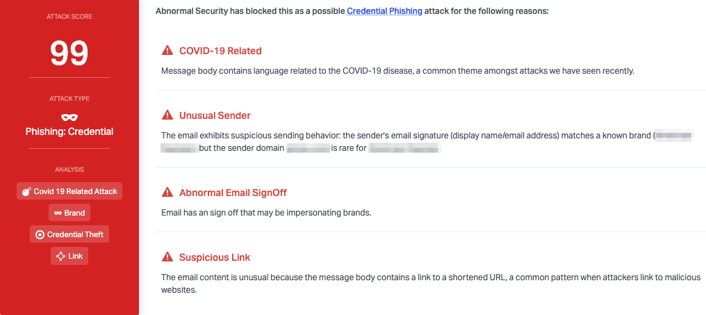 Abnormal Security detecting phishing email