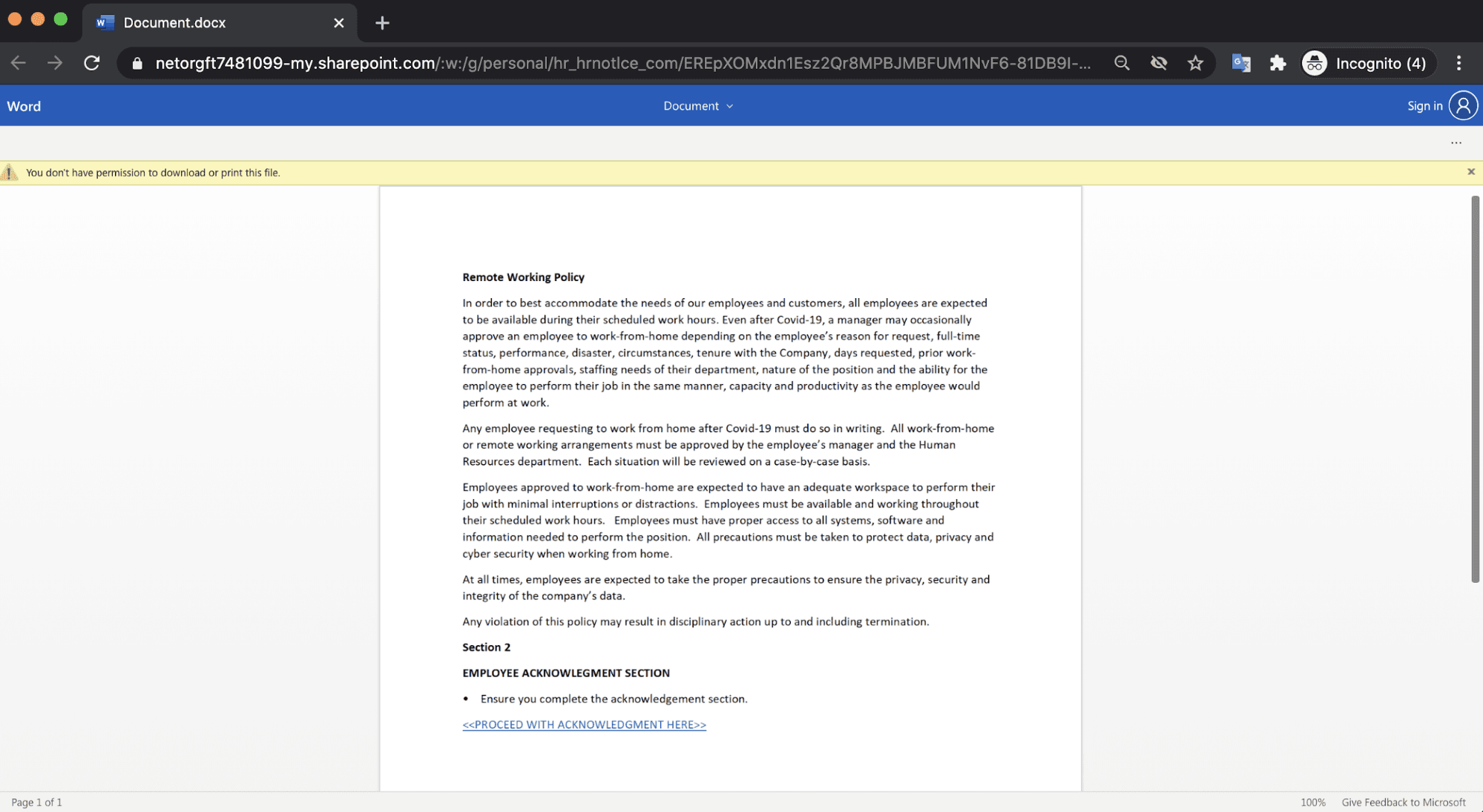 COVID 19 Message In Credential Phishing Attack Abnormal Security