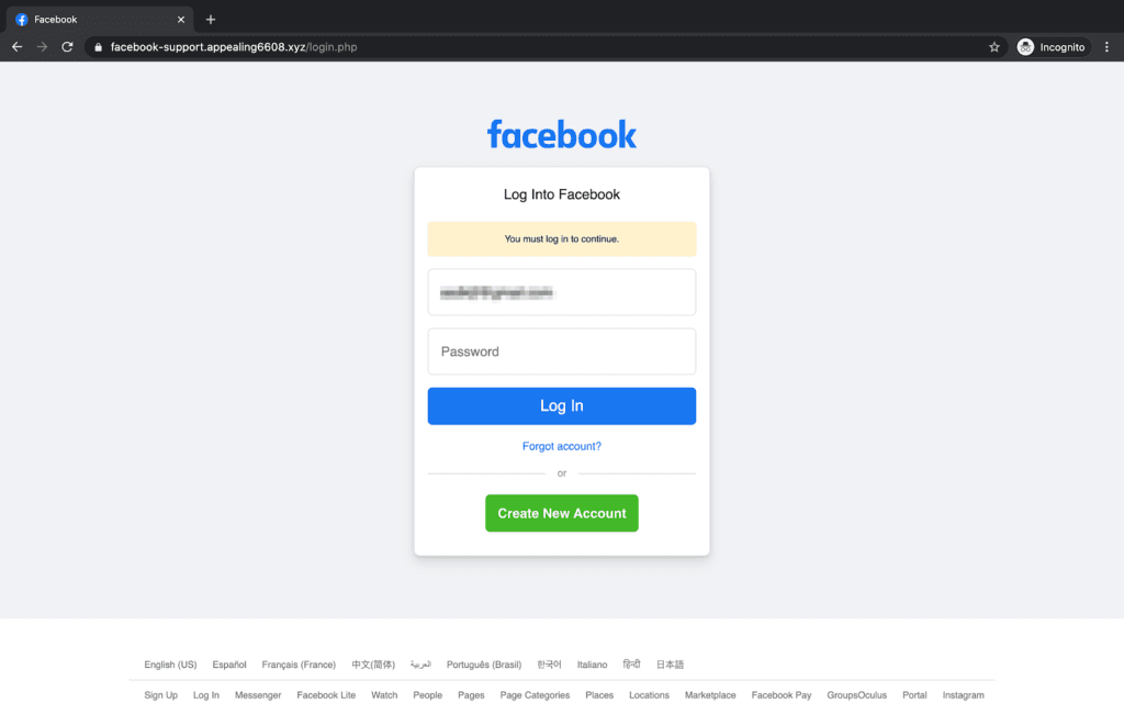 Facebook Impersonated In Credential Phishing Scam Abnormal