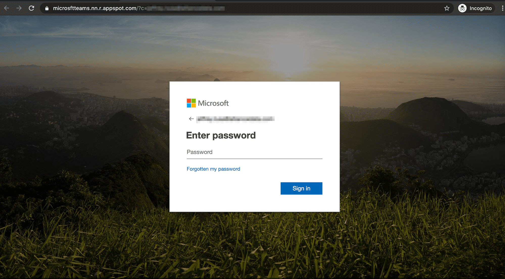 Fake Microsoft Office login scam