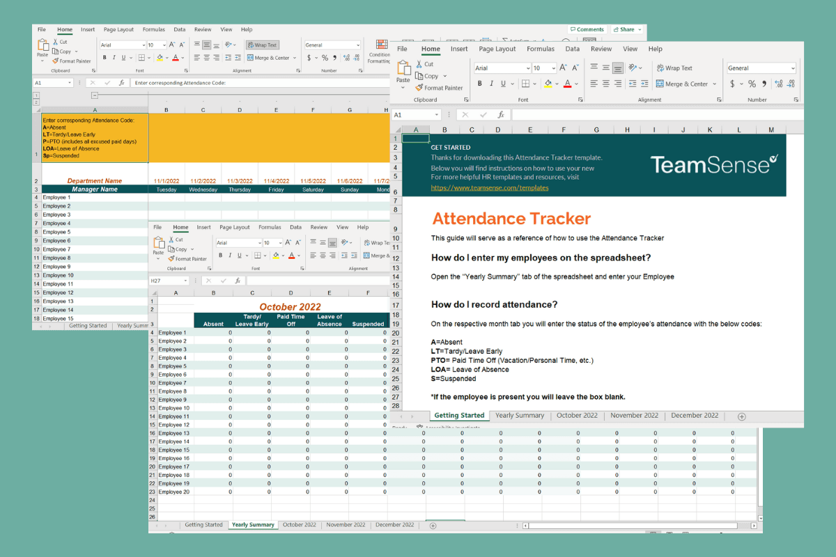 Free Employee Attendance Tracker Excel Template TeamSense