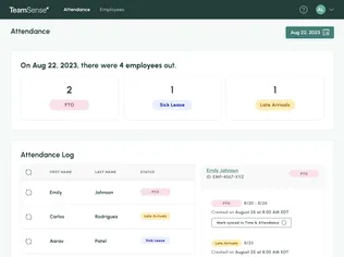 Teamsense attendance screenshot