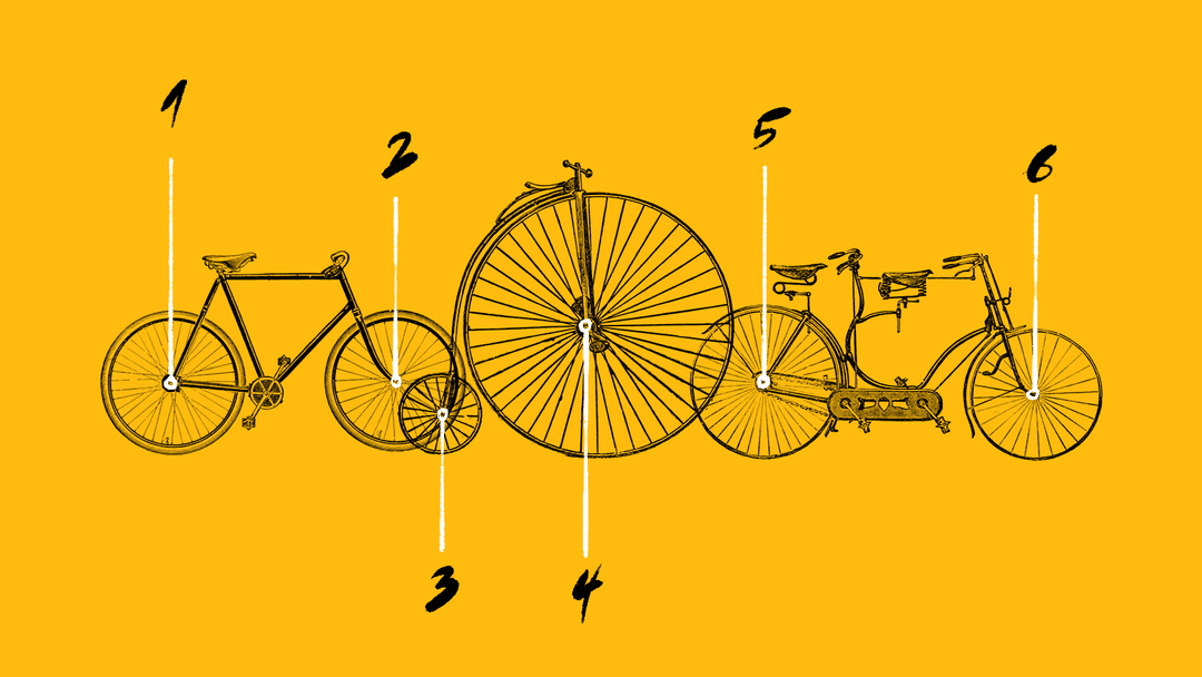 An abstract illustration of bicycles representing 6 years of Good Work