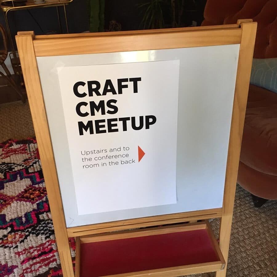 A picture of the Craft CMS Dallas meetup sign