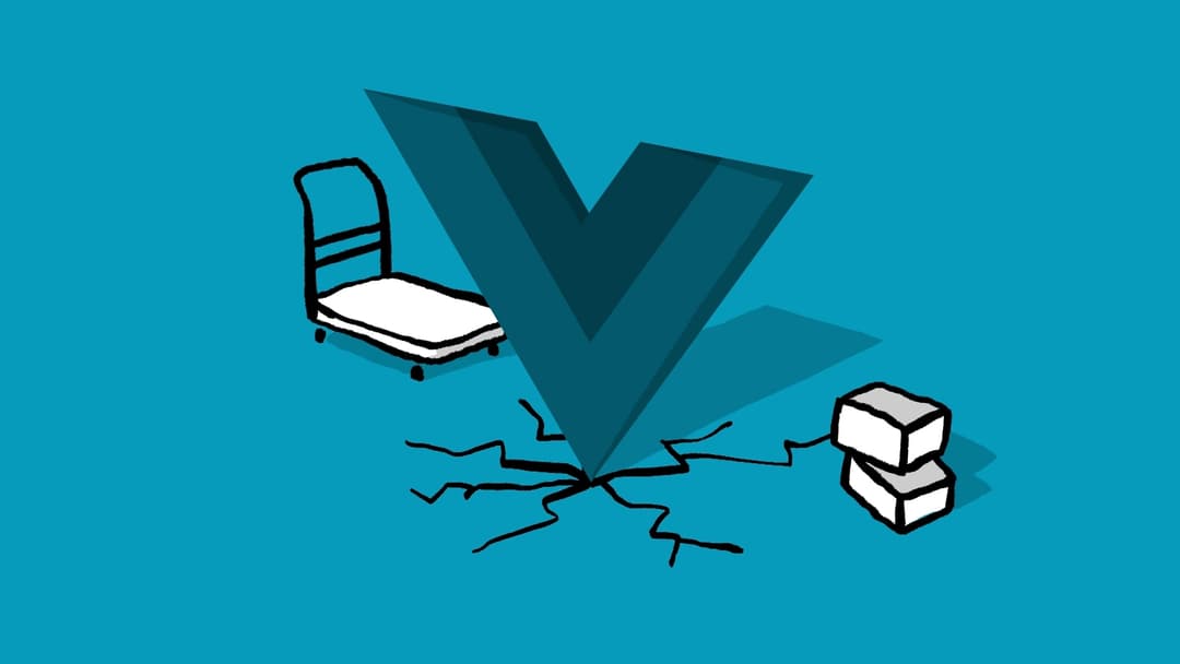 An illustration of physically passing Vue.js from a shopping cart
