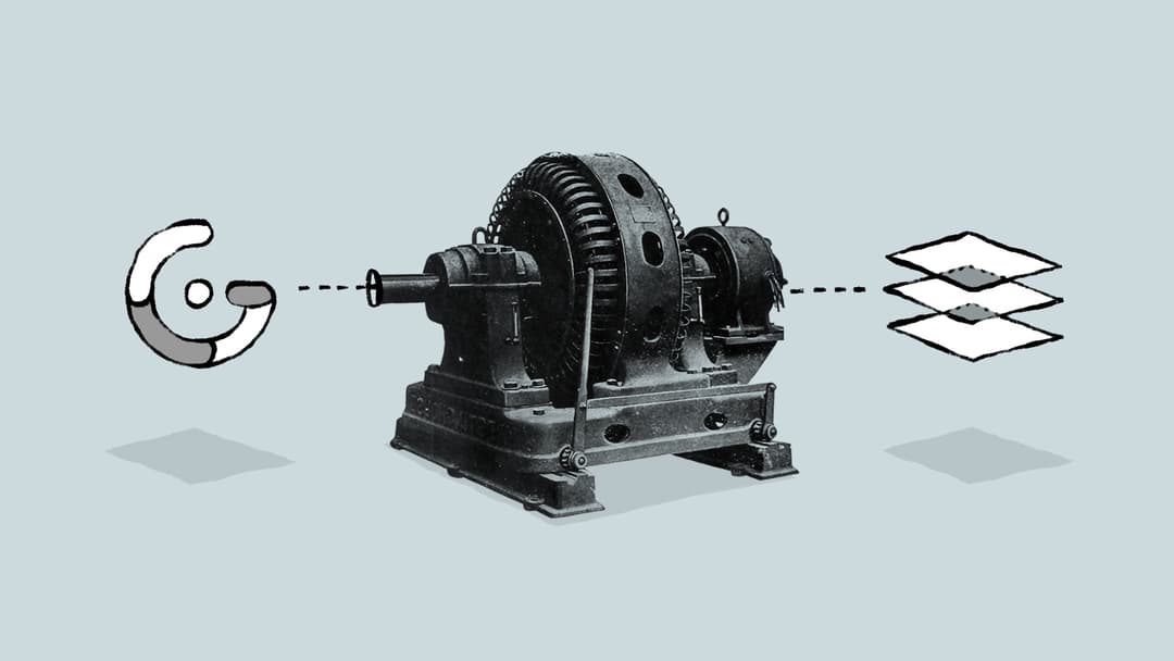 An illustration of old machinery and Gridsome