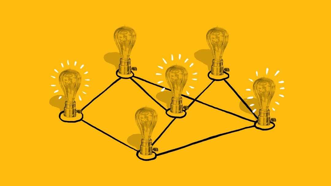 An illustration of a network of lightbulbs