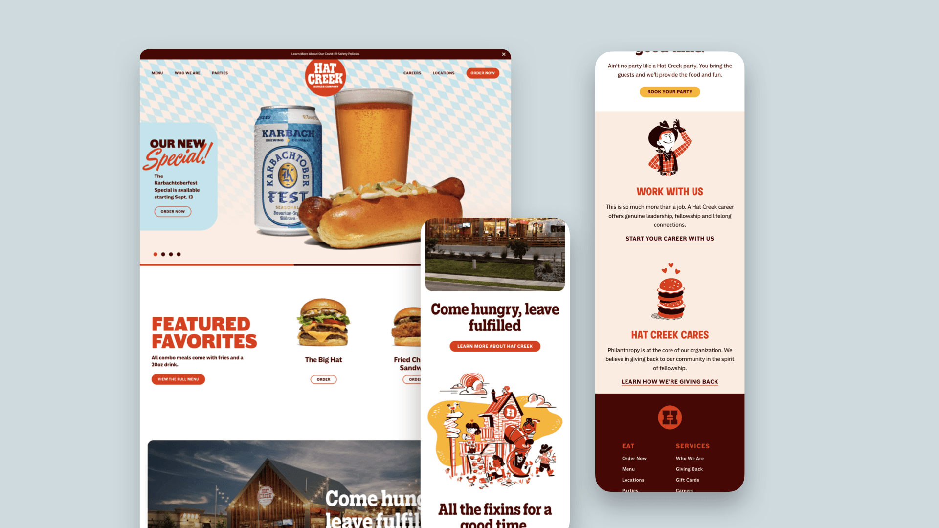 Screenshots of the Hat Creek Website on desktop and mobile